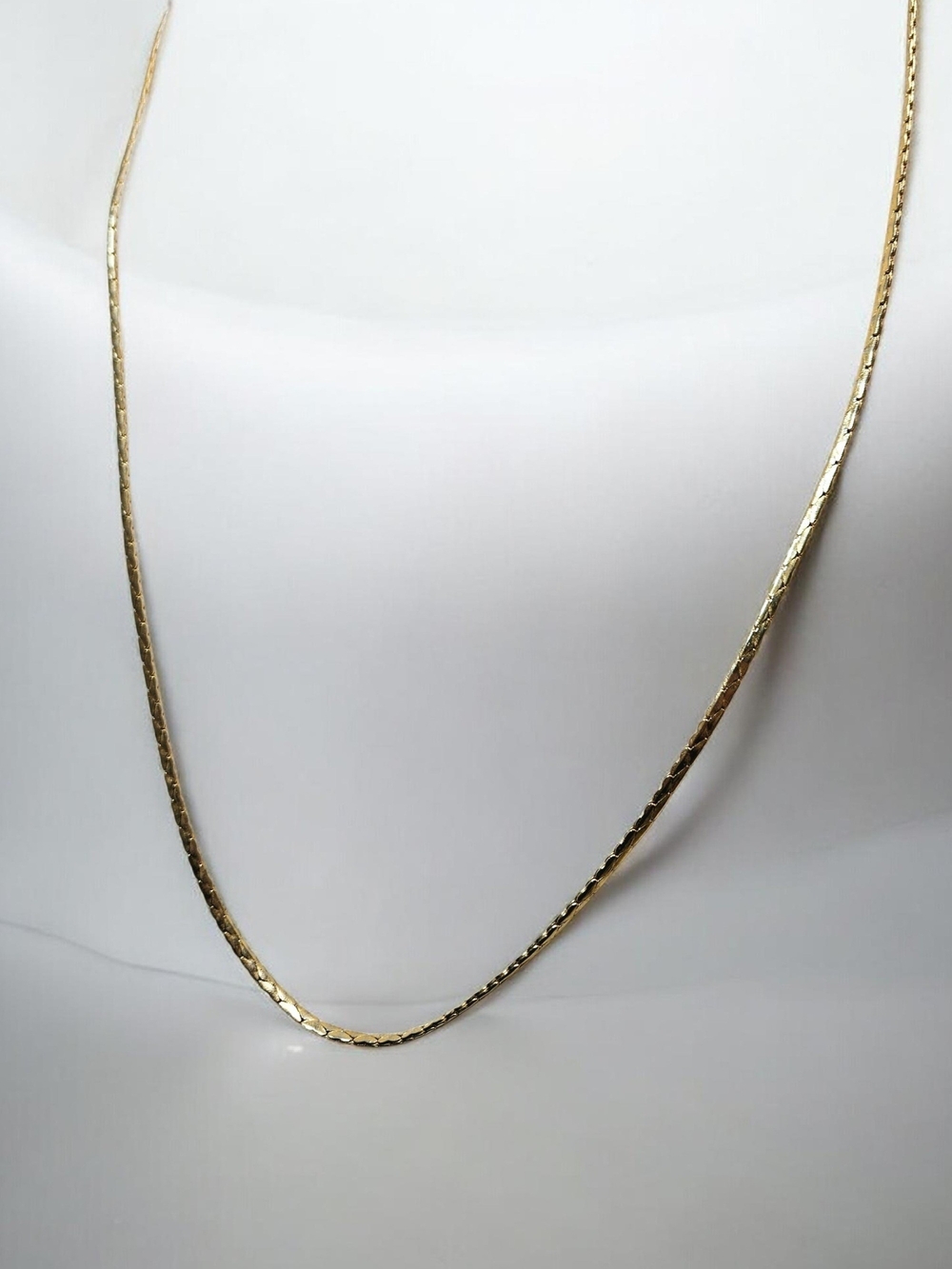 Vintage Golden Flat Cobra Link Chain Necklace